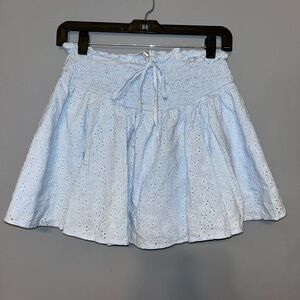 Studio Light Blue Eyelet Mini Skirt